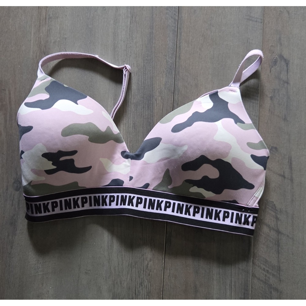 PINK Victoria's Secret Pink Camo Padded Bra 32D- No Underwire